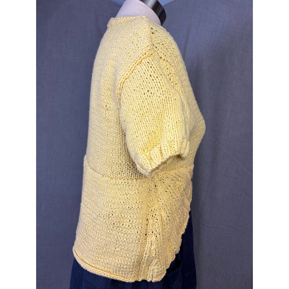 Handmade Yellow Knit Bolero Cardigan Asymmetrical Artsy Cottagecore‎ Sweater - Picture 4 of 9